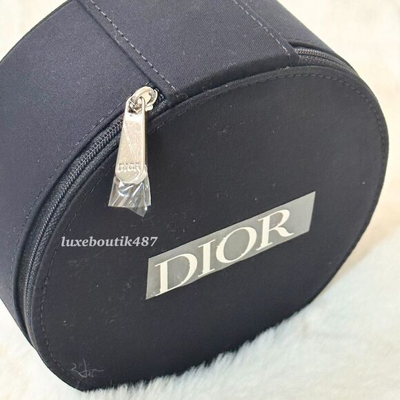 DIOR Beauty Round Vanity Pouch Makeup Mirror Bag Travel Case NIB - Picture 2 of 9